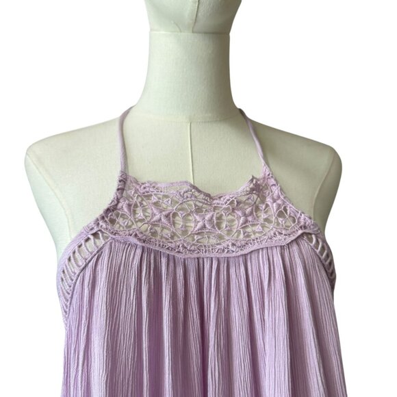 Free People Lilac Lace Halter Mini Dress Boho Festival Style Size S - Picture 7 of 8